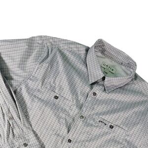 Orvis Classic Collection Shirt Men XL Gray Check Long Sleeve Vented Performance